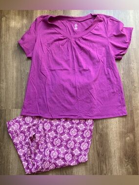 Bobbie Brooks Pink & Purple Pajama Set Large (12-14)